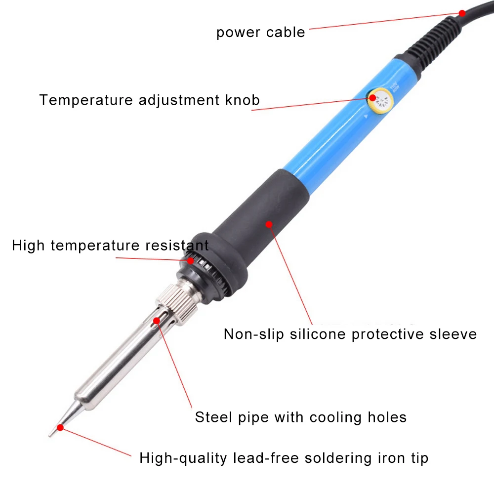 

6Pcs Adjustable Temperature Electric Soldering Iron 220V 110V 60W Welding Solder Rework Station Heat Pencil Tips Repair Tool