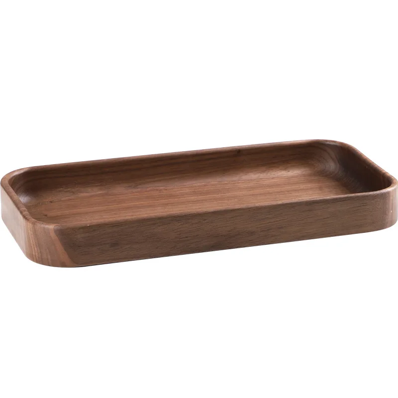 Черный орех деревянная твердая Фруктовая тарелка цельная прямоугольная