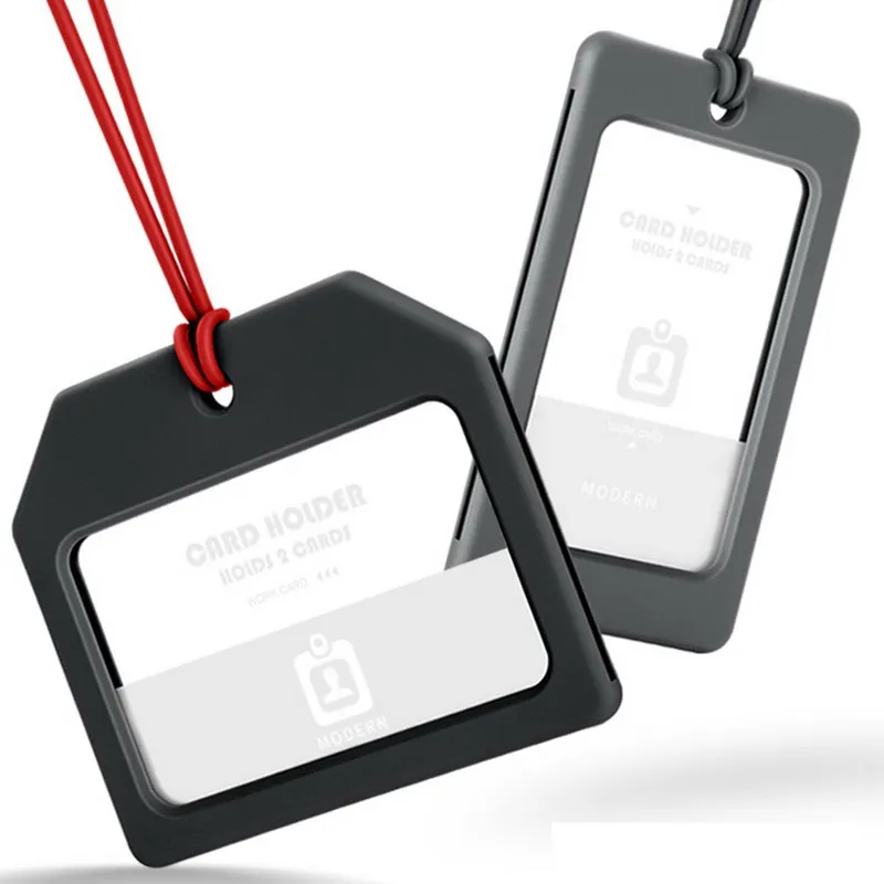 Modern Work Card Holder With Silicone Rope Employee ID  Certificate Identity Badge Credit Organizer 2 in 1