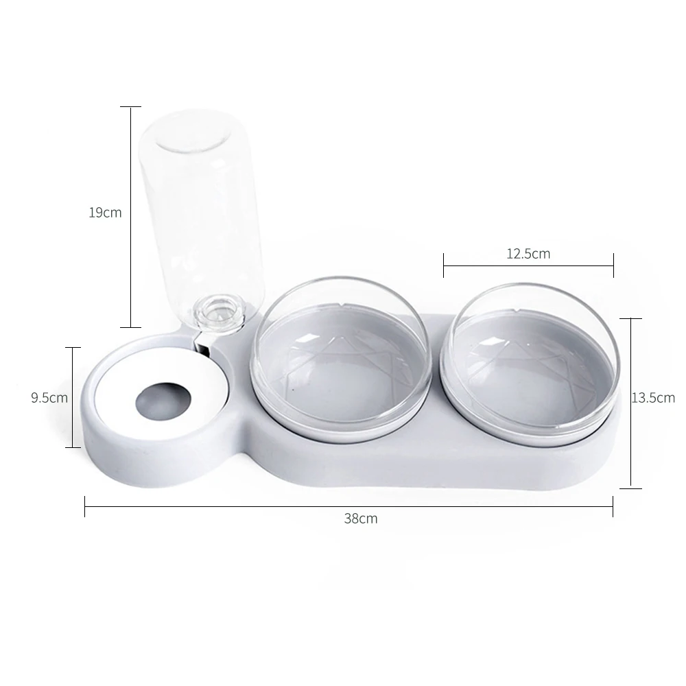 

Pet Bowl Cat Double Bowls Food Water Feeder with Auto Water Dispenser Dog Cat Food Bowl Drinking Raised Stand Dish Three Bowls