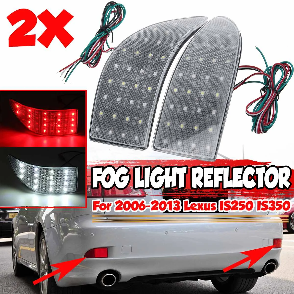 Новый 2x прозрачные боковые зеркала автомобиля задний бампер светодиодный