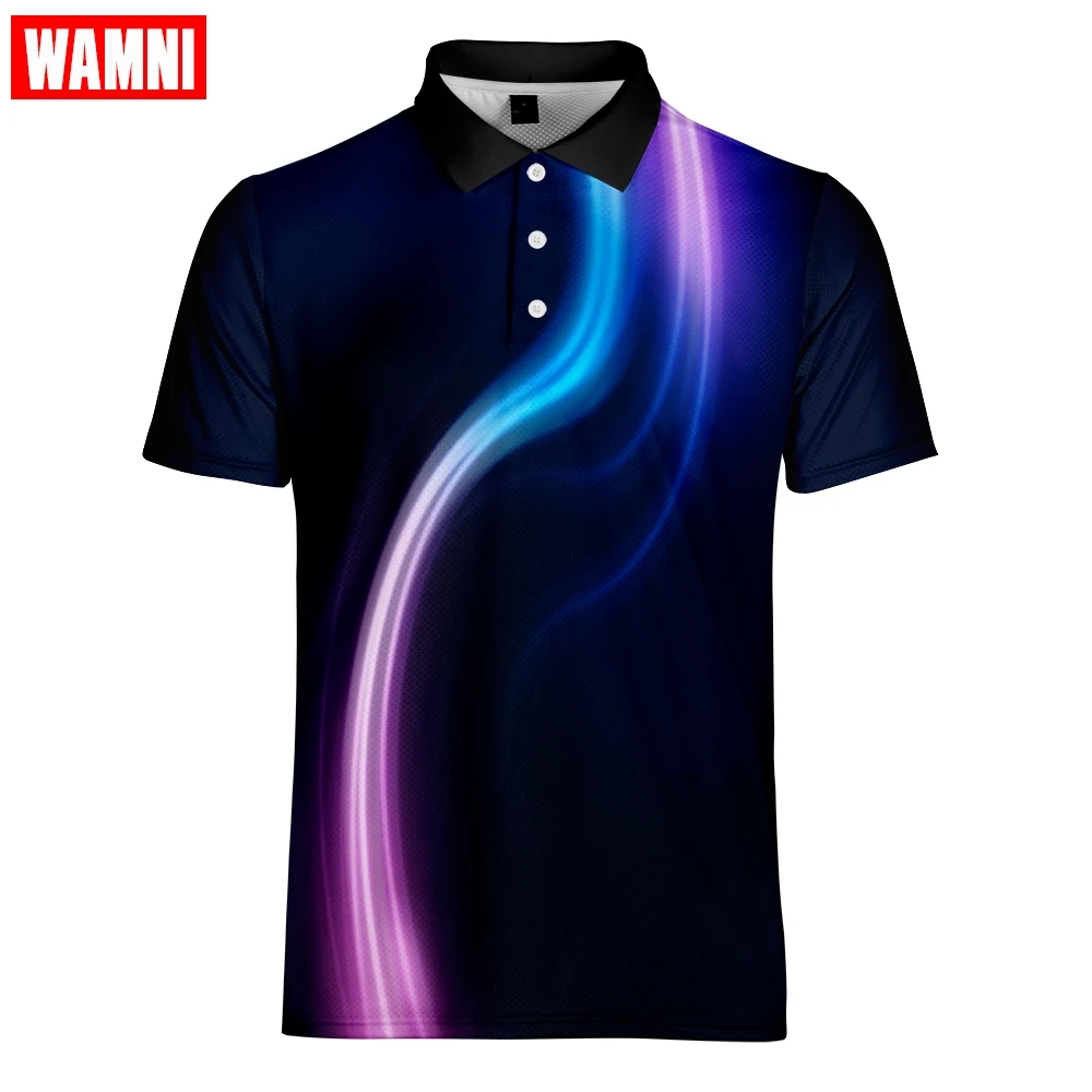 WAMNI Brand Fashion Men Gradient Quick Drying Polo Shirt Casual Sport Simple 3D Male Short Sleeve Turn-down Collar Polo-shirt | Спорт и