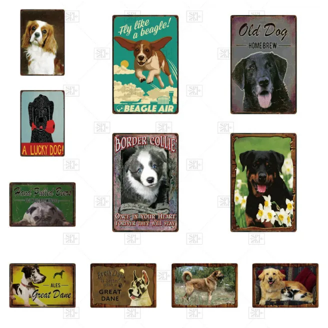 

Dog Plaque Metal Vintage Tin Sign Pin Up Shabby Decor Metal Sign Vintage Bar Decoration Metal Poster Pub Metal Plate 20x30cm