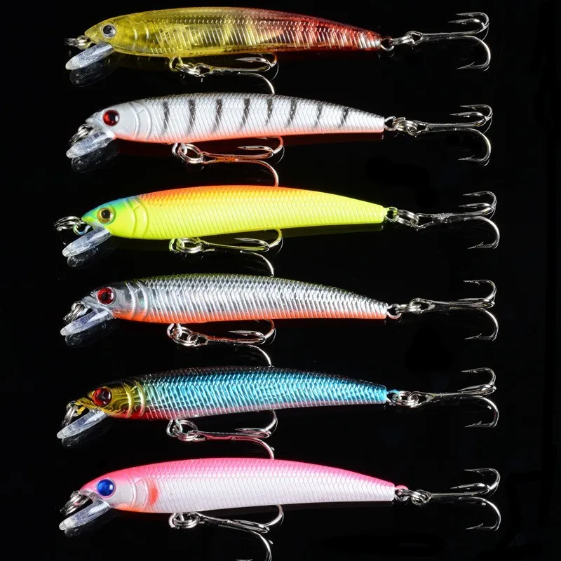 

6Pcs/Lot Fishing Lures 6 Colors Minnow Lure 7.5cm/5.6g Hard Baits Bass Crankbait Wobblers Fishing Bait Treble Hooks Tackle