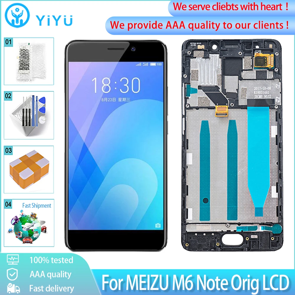 Оригинальный ЖК дисплей 5 дюйма с рамкой для MEIZU M6 Note детали замены MEILAN NOTE 6M721H