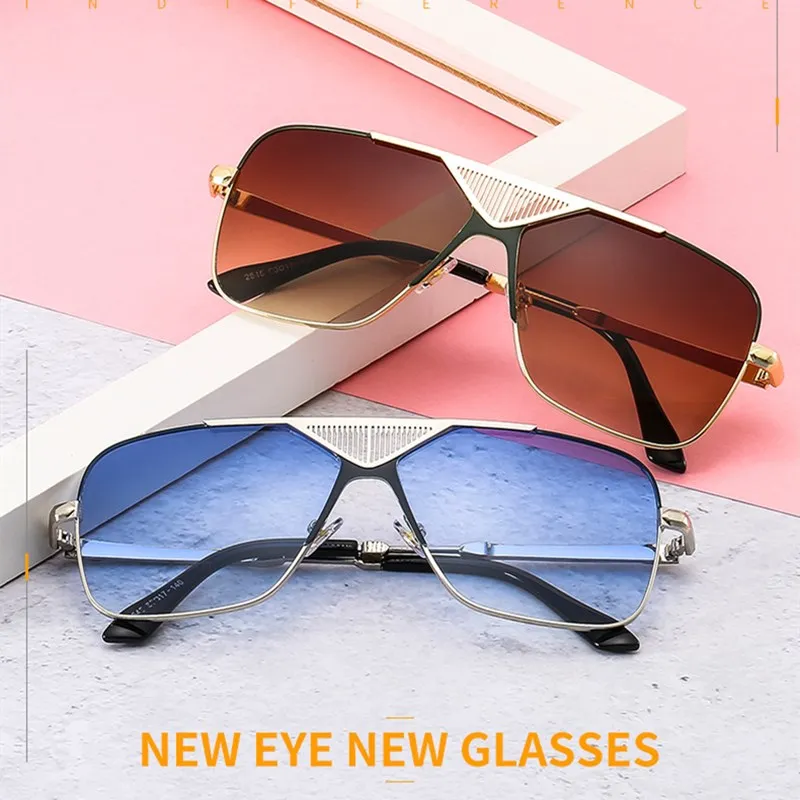 

2021 Fashion New Women Square Sunglasses for Women Men Unique Oversize Gradient Eyewear Vintage Shield Oculos UV400