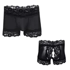 Мужские трусы-боксеры с открытыми ягодицами и сетчатым кружевом
