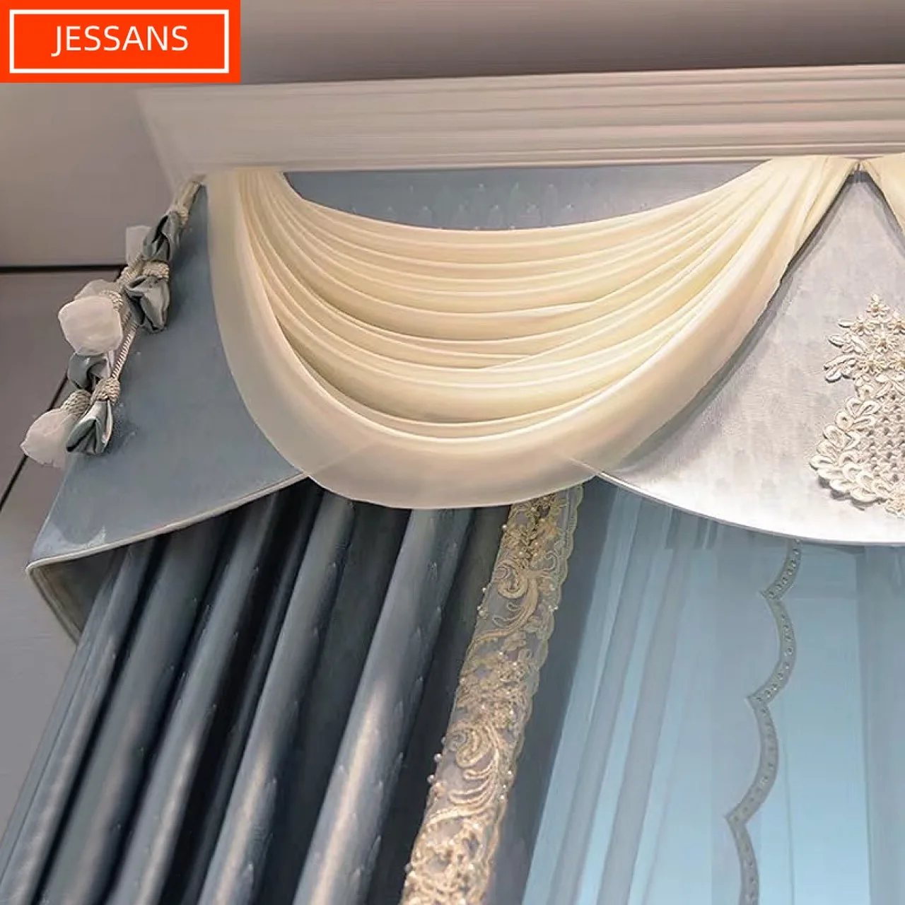 Шторы в европейском стиле для гостиной и спальни готовые оконные шторы синего