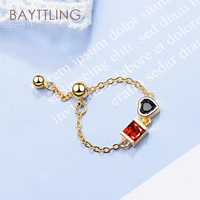 bayttling silver color goldsilver heart chain open ring for woman fashion jewelry gift ring