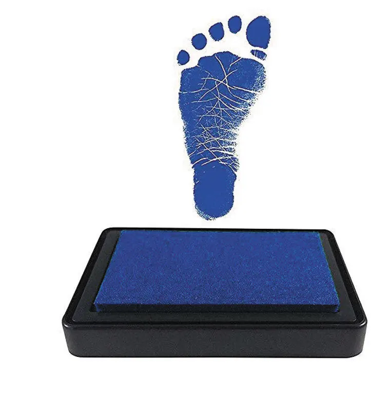 blue Экологически чистый уход за ребенком нетоксичный ребенок Handprint Набор для отпечатка ступней Детские сувениры отливка новорожденный отпечаток ноги inkpad - Цвет: blue