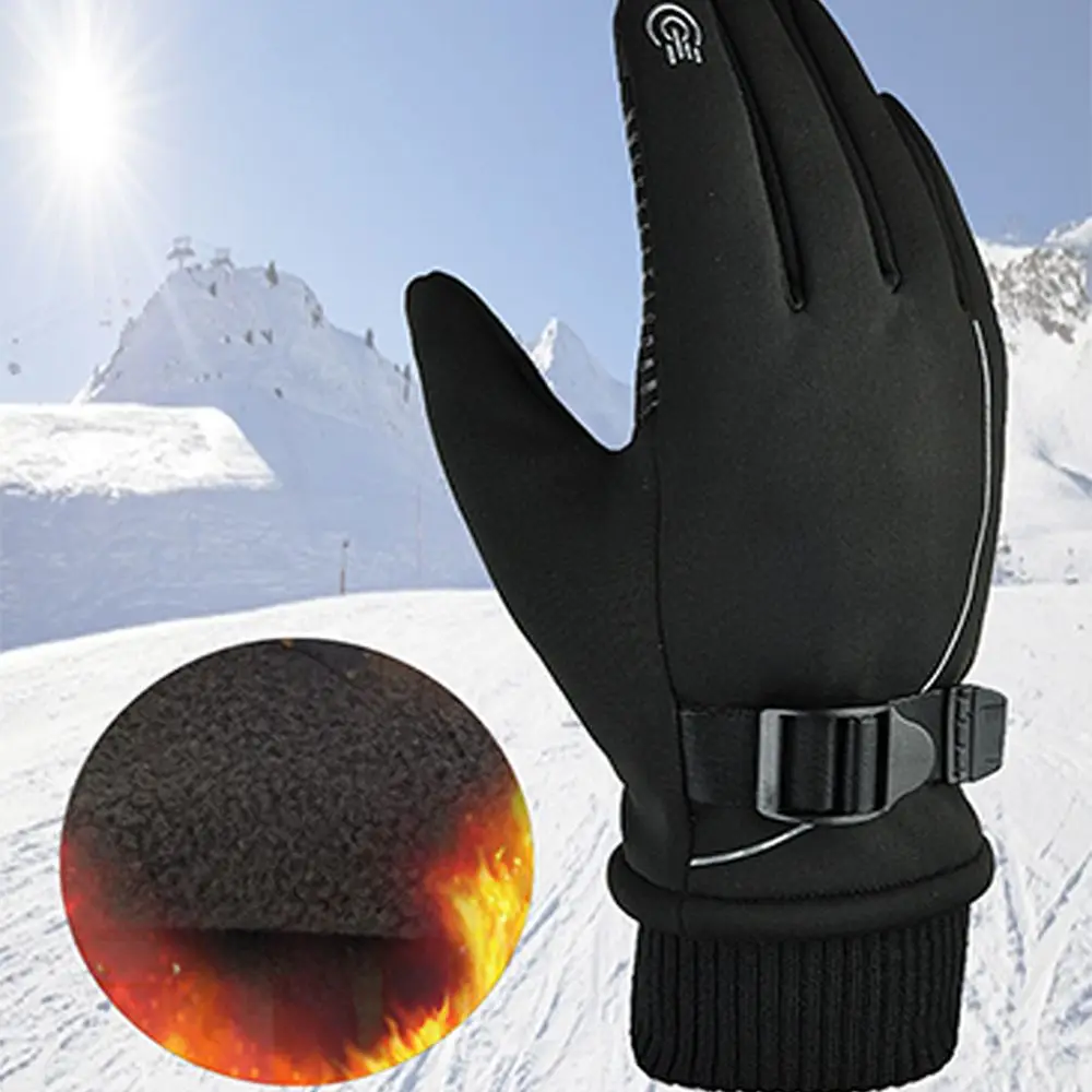 

Windproof with Buckle Fleece Outdoor Sports Cycling Gloves Thermal Touch Screen Gloves Winter Warm Gloves Ski Gloves