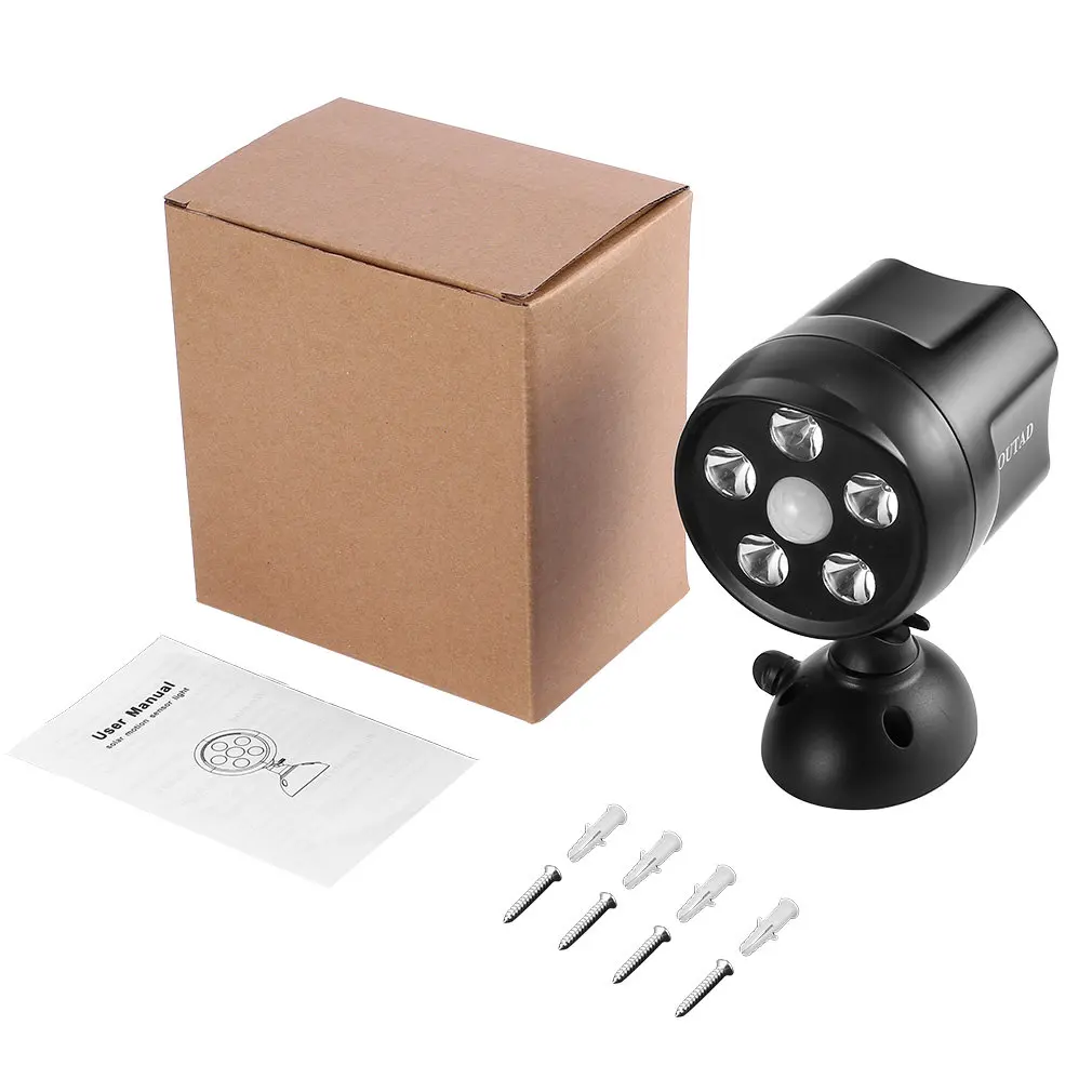 

OUTAD Engry-Saving 5 Led 350Lm Solar Pir Motion Sensor Light Weatherproof Battery Powered In Pathway Garden Yard