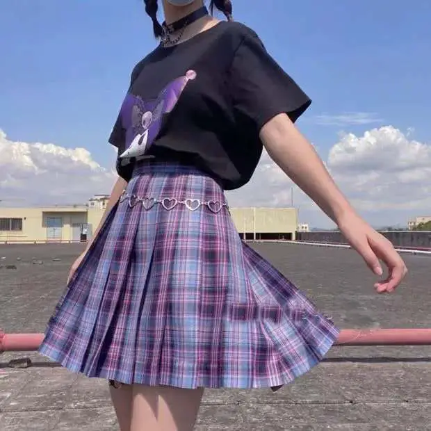 

QWEEK Kuromi Anime T Shirt Women Summer 2021 Fashion Gothic Style Kawaii Anime Shirt Plus Size Tops Oversize Women T-shirt Egirl