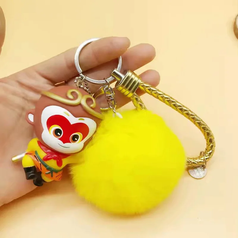 Брелок для ключей с кожаной веревкой помпонами королем обезьяны героями