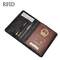 women men rfid vintage business passport covers holder multi function id bank card pu leather wallet case travel accessories