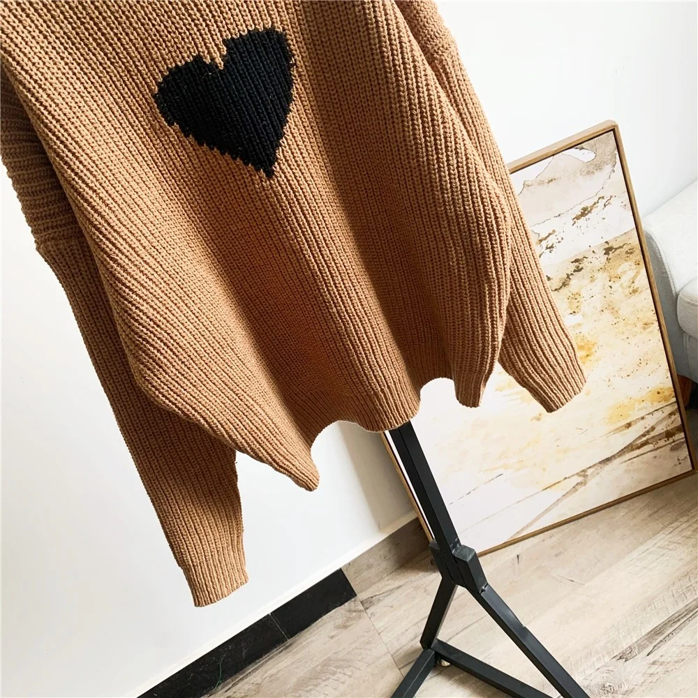 

Juice Snow 2021 Autumn And Winter New Casual All-Match Fashion Lazy Love Pattern Loose Pullover Women Sweater