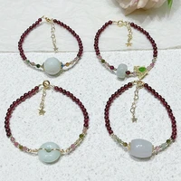 new simple garnet tourmaline bracelets for women jade safe clasp passepartout transfer beads bracelet accessories for women