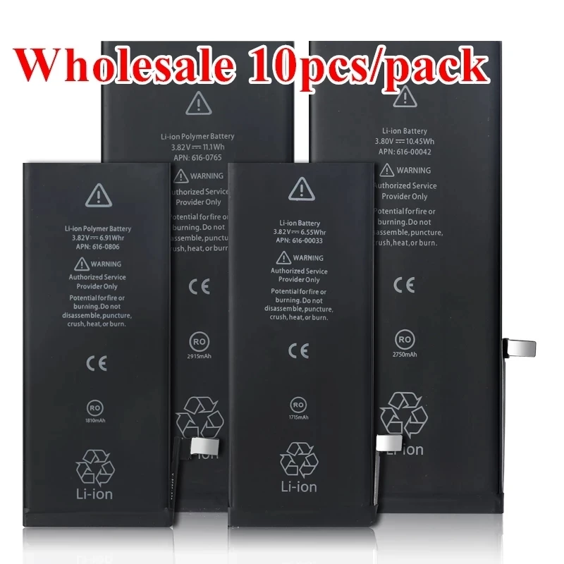 

10pcs/lot 0 cycles Battery For Apple iPhone 6S 6 7 8 Plus 5S 5 SE 6Plus 7Plus X XR XS Max Replacement Bateria For iphone7 x xs