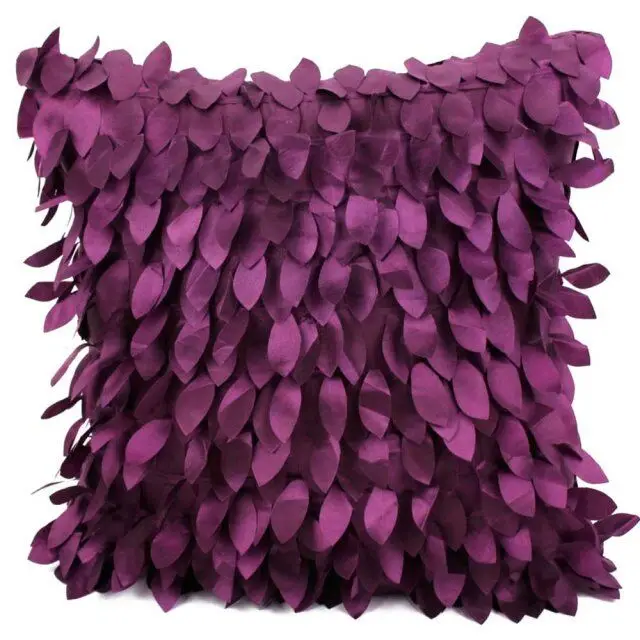 DarkPurple 42x42 см чехлы для диванных подушек с 3D листьями однотонный чехол для подушек для свадебной вечеринки для домашнего дивана декоративный чехол для подушек - Цвет: DarkPurple
