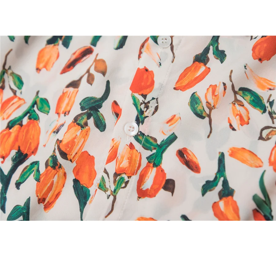 

21 FrenchNew style Early Autumn Classic Floral printing Long sleeve women blouse pleat long A line skirt women shirt bottom set