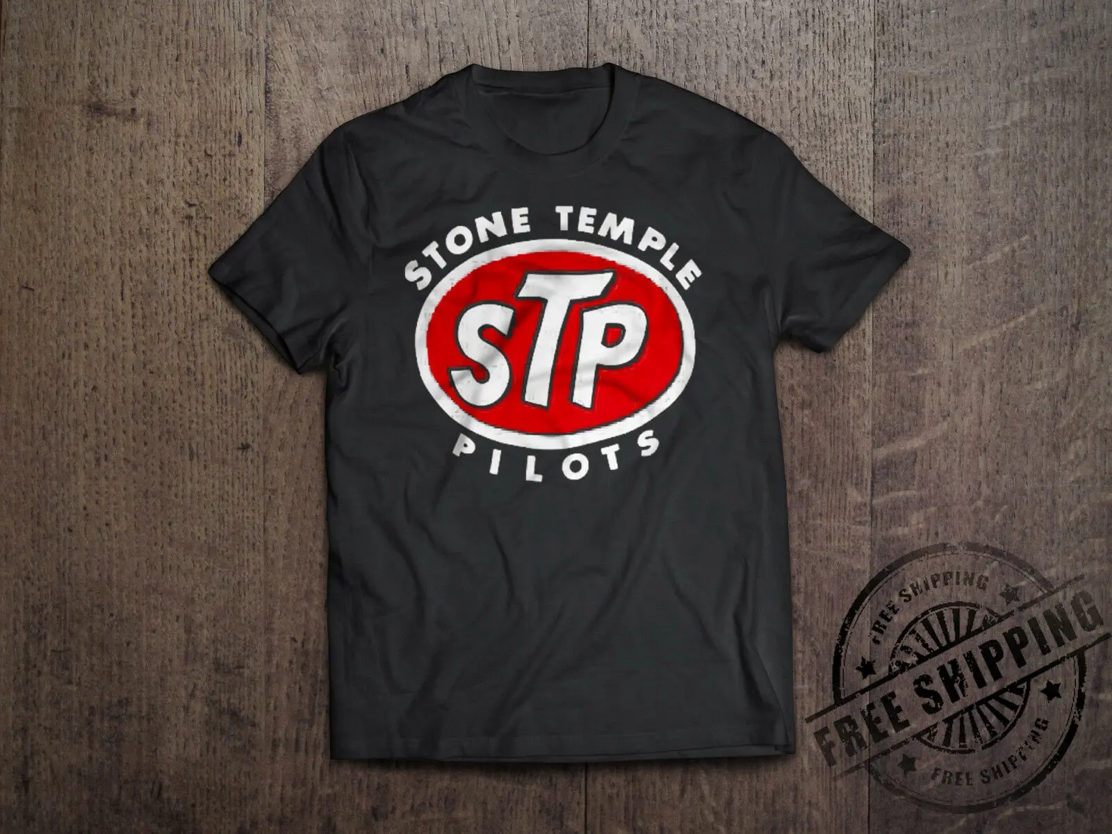 Новый камень темпа пилотов Stp Логотип Рок Группа Мужская Черная футболка|Мужские