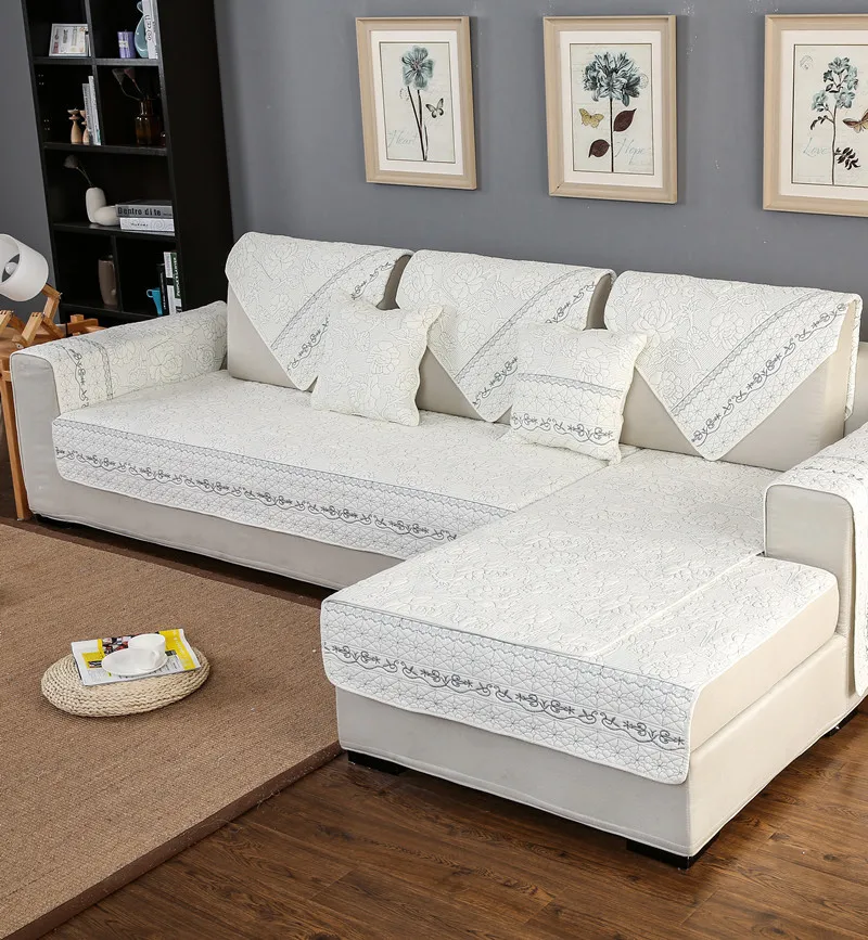 100% хлопок чехол для дивана белого цвета наволочка с вышитым цветком полотенце