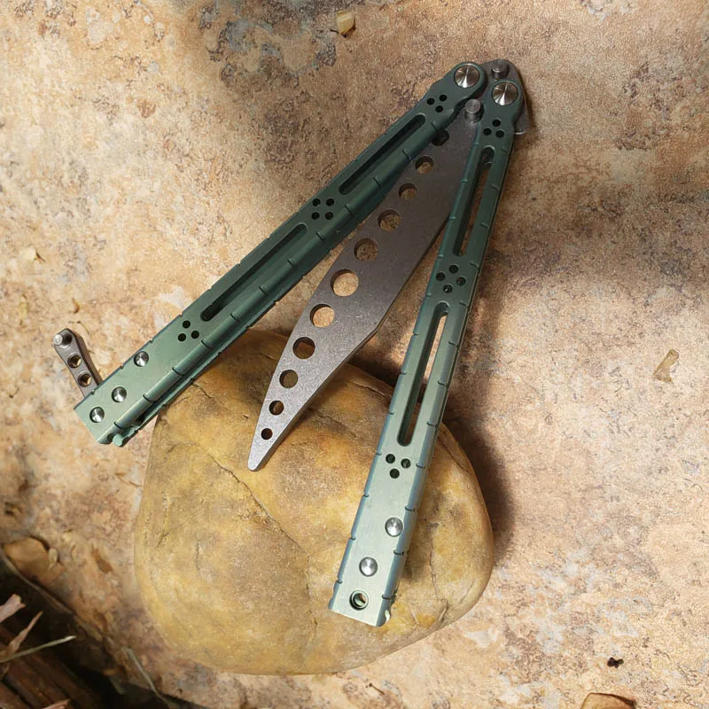 

High-End Hom Snake Monster Blade With Green Titanium Handle D2 Sharp Blade Camping Hunting Knife Outdoor Tool Gift For Men