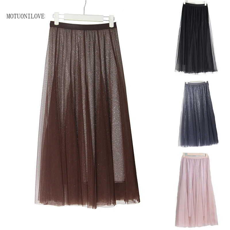 

Винтажная плиссированная Повседневная пляжная Макси-юбка в стиле бохо, длинная юбка с эластичной высокой талией, сетчатая юбка-пачка, летни...