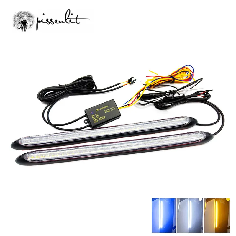 

Car DRL Daytime Running Lights Car Exterior LED Universal DC 12V Auto Headlight Sequential Turn Signal Yellow Flow Day Light