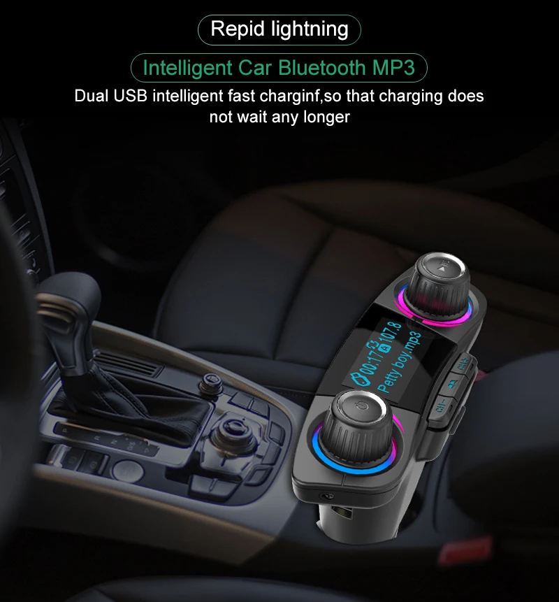 Fm передатчик Aux модулятор аудио Handsfree Bluetooth Автомобильный MP3 плеер с Умной