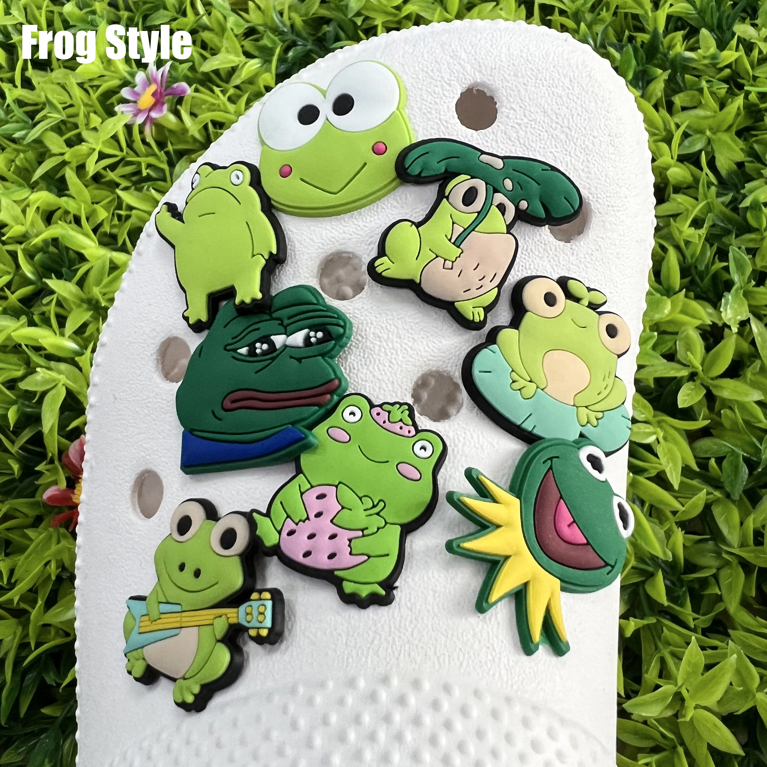 

1PCS Frog Style Series PVC Shoe Charms for Croc Buckles Button Slipper Accessories Ornament Xmas Gift