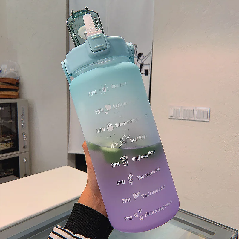 2 Liter Tritan Sports Drinking Bottle Water Bottle BPA-free Sports Drink Bottle Straw for Sports Water Bike Gym Camping Outdoor