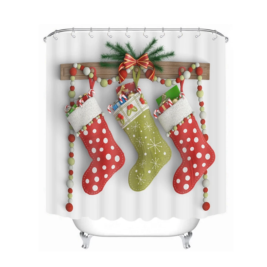 Водонепроницаемые плотные занавески для ванной с 3d-рисунком рождественских