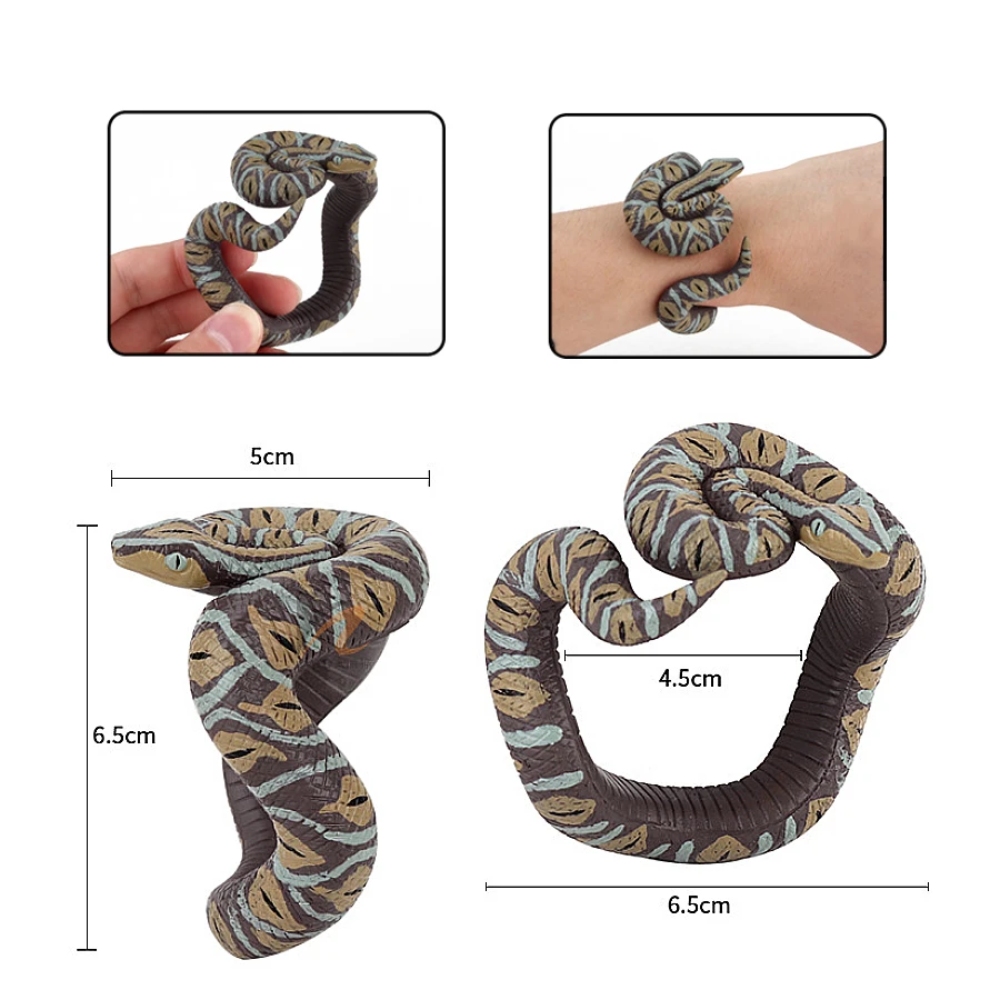 

Realistic Halloween PVC Snake Python Bracelet model toys figure Party Supplies and Practical Joke educational Toys for kids