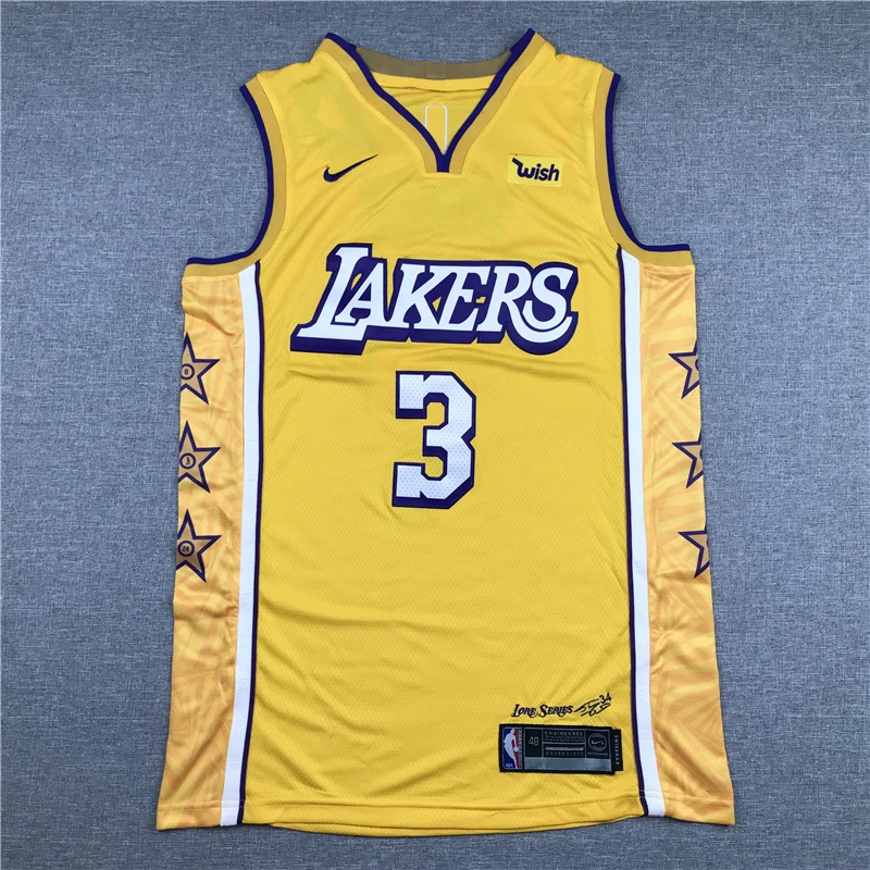 

NBA degli uomini di Los Angeles Lakers #3 Davis Basket Maglie Abiti Giallo Citt di Edizione