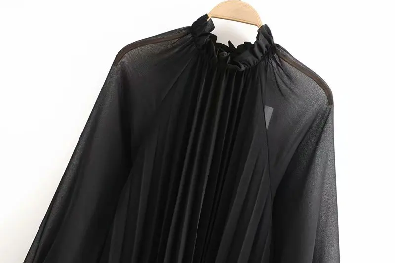 Весна 2020 новое Плиссированное черное шифоновое мини платье корейское с