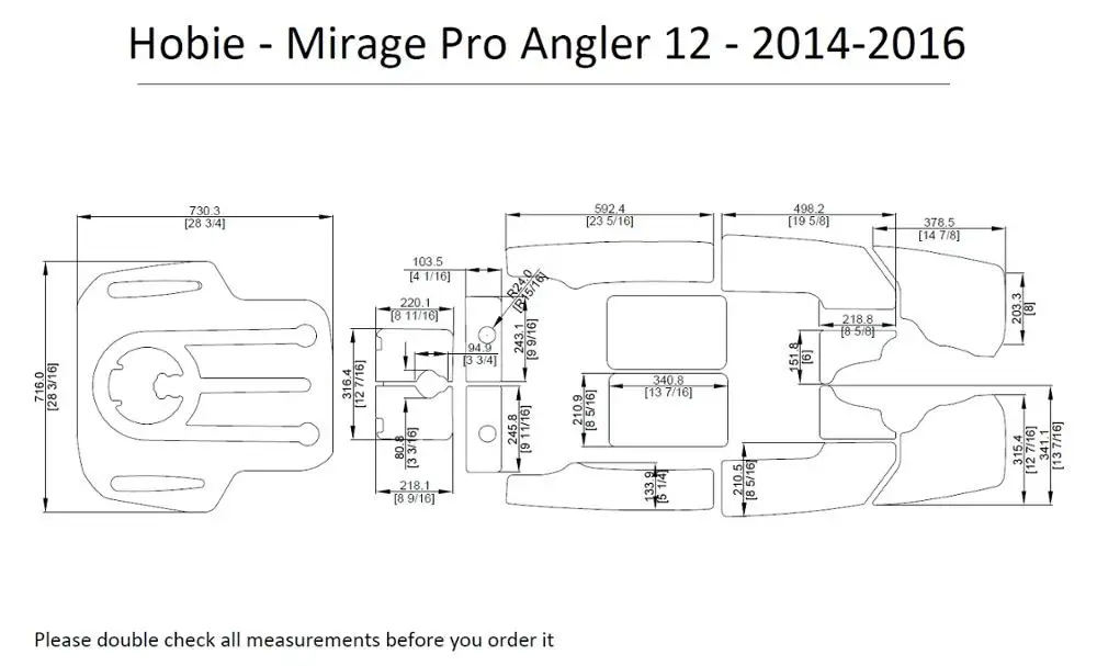 2014 2016 Hobie Mirage Pro Angler 12 Каяк Лодка EVA настил коврик колодки комплект 1/4&quot|Морское