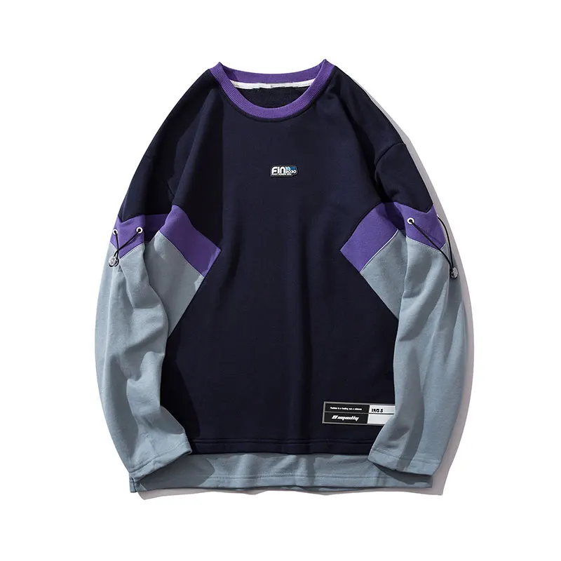 Navy Blue GONTHWID Harajuku цветной блок лоскутный пуловер толстовки уличная мода Повседневная Толстовка Топы мужские Хип Хоп Толстовка - Цвет: Navy Blue