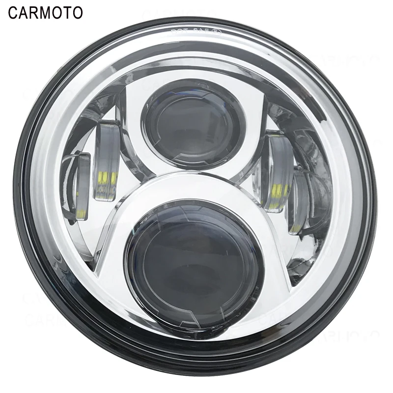 1pcs 7 Inch DOT SAE E9 Motorcycle Headlamp with angle eye Led Headlight 7inch housing bucket trim ring for Touring Electra Glide