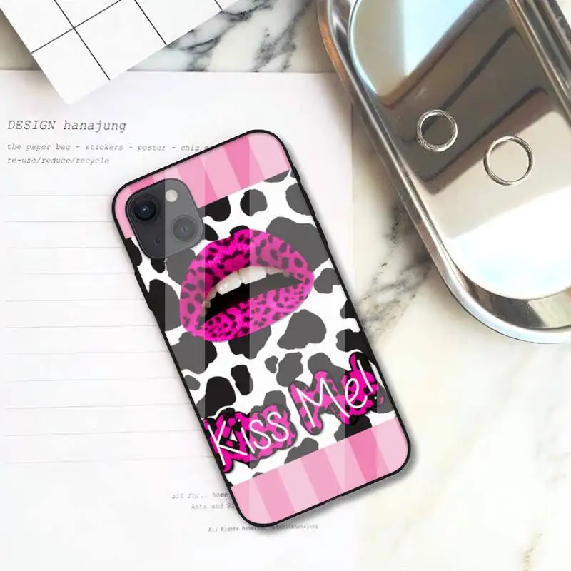 RUICHI красный Губы Поцелуй телефонный чехол для iPhone 12 Mini 11 Pro XS Max X XR 7 8 Plus стеклянный