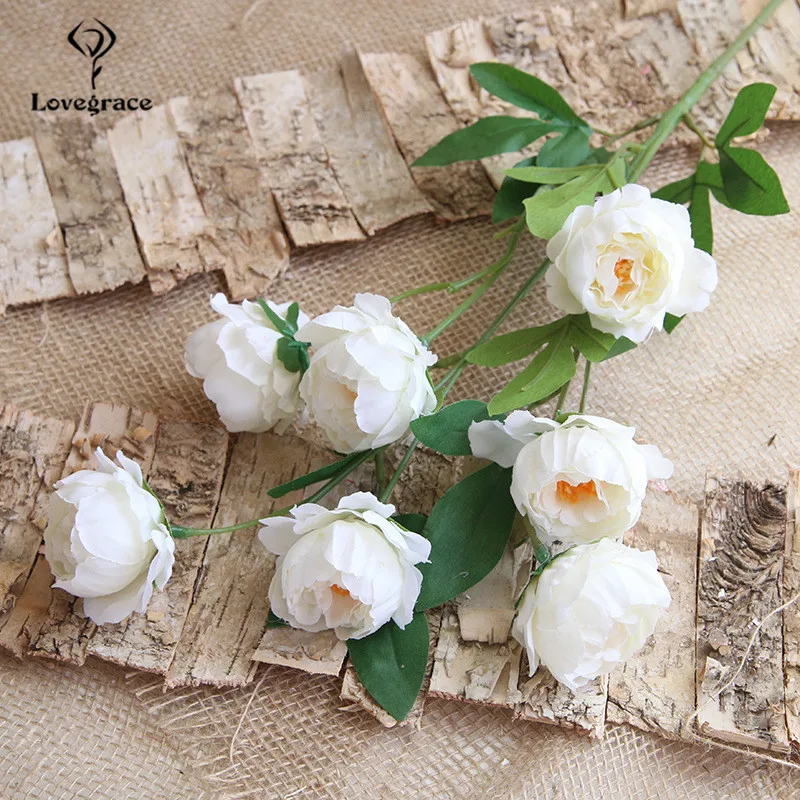 Lovegrace DIY аксессуары для букета искусственный цветок 7 бутонов пион из шёлки