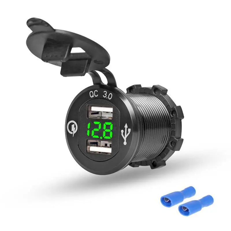 ROMAN QC 3,0 алюминиевый мотоцикл Лодка автомобиль 2 USB зарядное устройство светодиодный вольтметр для телефона планшета Z11 Прямая поставка