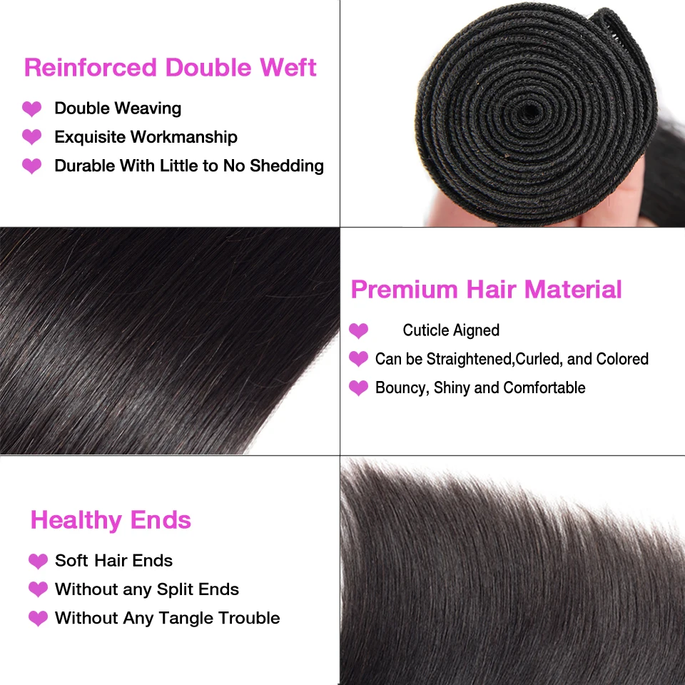 Elisheva пучки прямых и волнистых волос с закрытием 4x4 бразильские волосы Remy 3 пучка