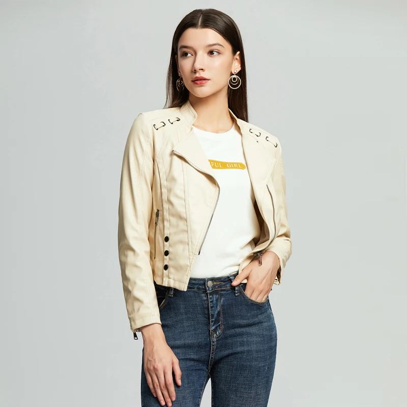 PU Faux Leather Jackets Oversize Leather Biker Jacket Motorcycle Women Leather Jacket Ladies Plus Size Jackets Femme