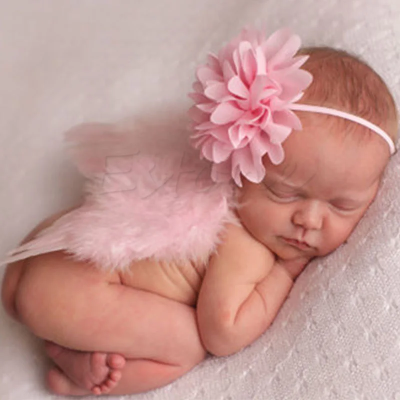 

Sweet Newborn Baby Girls Wings&Headband Costume Birthday Party Photo Prop Outfit