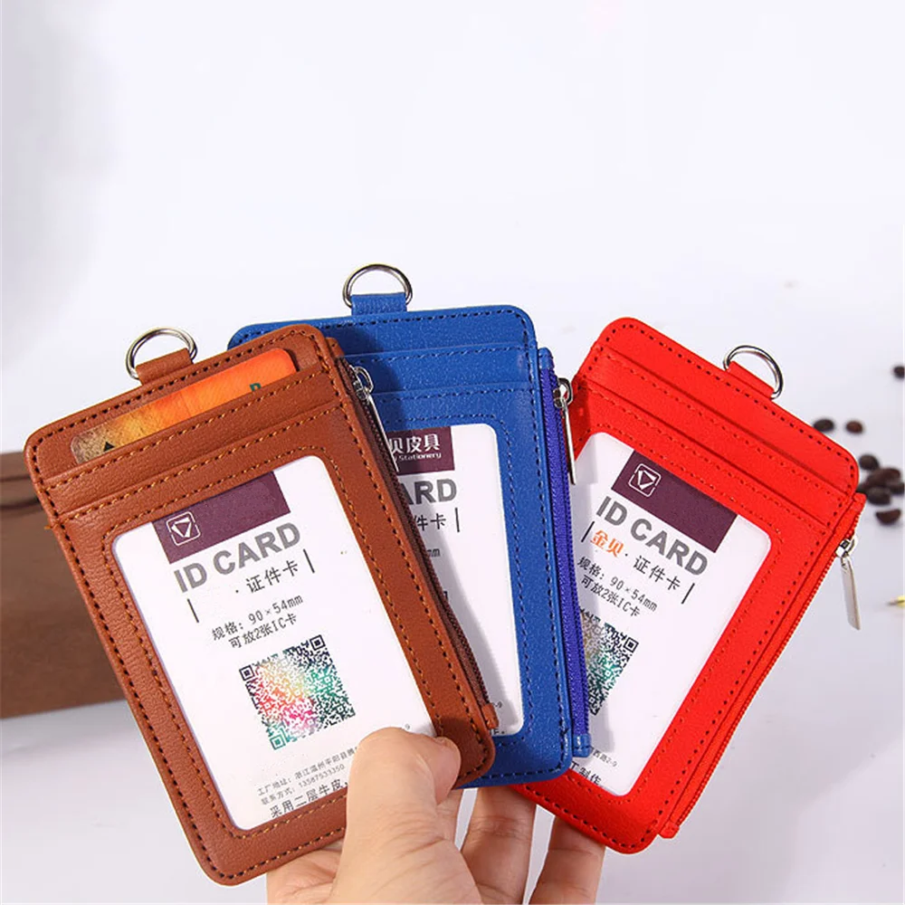 1 шт. Кожа удостоверение личности Визитницы шнурки ожерелье карт с застежкой