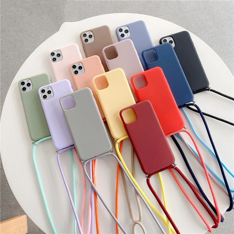 

Candy Necklace strap Crossbody Lanyard Cord silicone phone case for iphone 12 Pro Max 11 Pro Max X XR XS Max 6S 7 8 plus cover