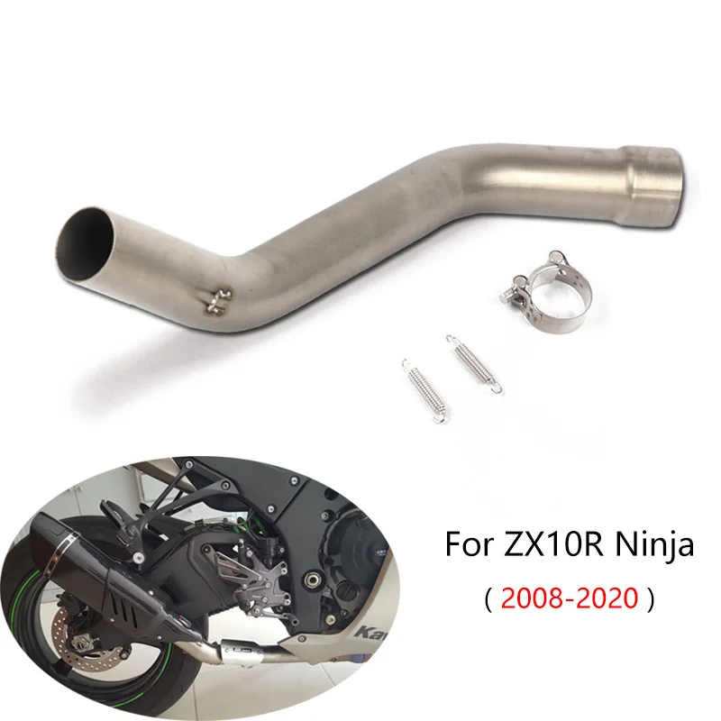 

For Kawasaki Ninja ZX10R 2008-2020 Exhaust Pipe Motorcycle Mid Link Tube Slip On 51mm Mufflers Delete Catalyst Stainless Steel
