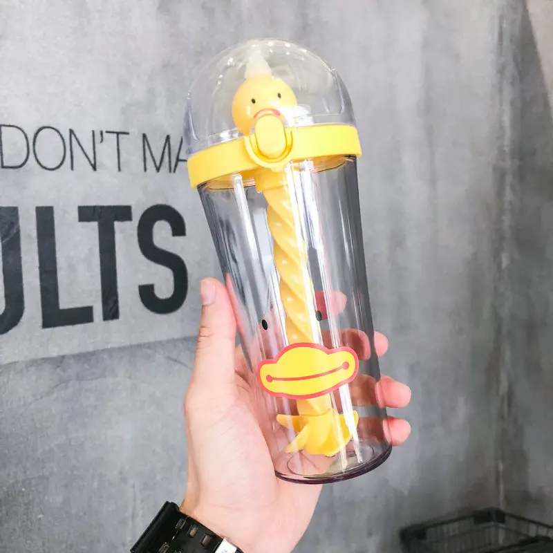 Милые Мультяшные животные перемешивание пластиковая чашка Студенческая пара