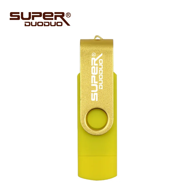 yellow Лучший USB флеш-накопитель для Android, смартфон, 64 ГБ, флешка, 32 ГБ, OTG флеш-накопитель, металлическая карта памяти, 16 ГБ - Цвет: yellow